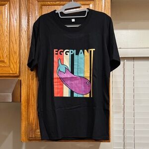 MEN’s Black Eggplant Graphic T-Shirt size SMALL (36-38)